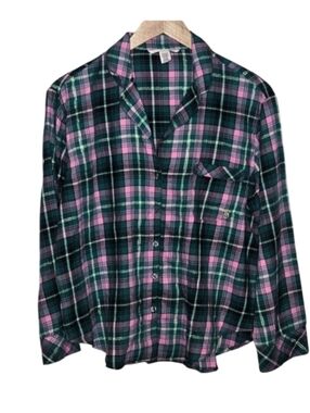 Victoria's Secret Plaid Flannel Buttoned Down Pj Shirt